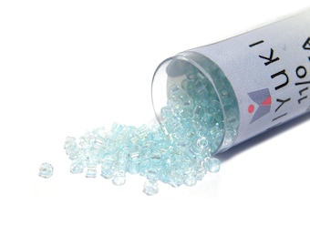 11/0 (1.6x1.3 mm) Miyuki Delica Japanese Seed Beads, Cylindrical Rocailles -  Pearl Lined Glacier Blue AB DB1672 - 7.2 g Vial