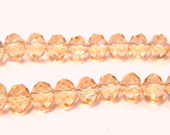 6 mm Faceted Flat Round Glass Beads (Rondelle Beads) - Rosaline Pink