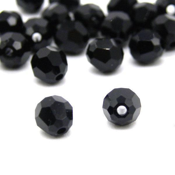 4 mm Swarovski® 5000 Faceted Round Beads - Genuine Austrian Crystal - Jet - 12 pc.