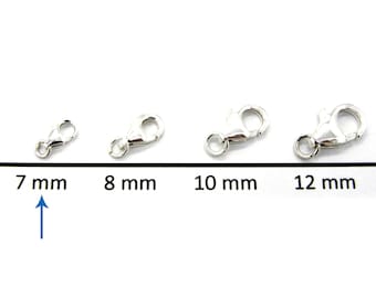 7 mm Mini Solid Sterling Silver 925 Trigger Clasps/Lobster Clasps (2 or 10 Pc.) with sterling silver jump ring