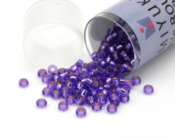 11/0 (2 mm) Miyuki Round Japanese Seed Beads - 8.5 g Vial - DURACOAT Silver Lined Lavender (11-94278)