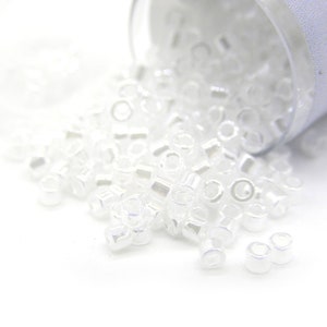 11/0 (1.6 x 1.3 mm) Miyuki Delica Japanese Seed Beads - 7.2 g Vial - Lined Crystal/White Luster - DB 231