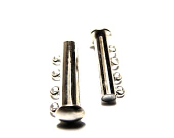 26 mm Magnetic Slide Lock Clasp for Jewellery  - 4 Rows - Silver plated (1 or 10 Pc.)