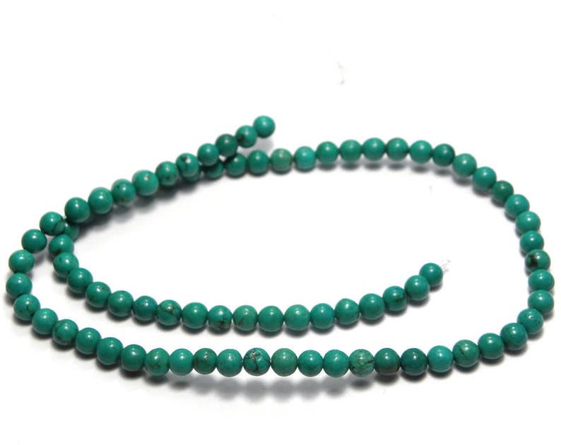 4 mm Small Round Sinkiang Turquoise Real Gemstone Beads 20 beads or 1 strand image 4
