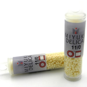 11/0 (1.6 x 1.3 mm) Miyuki Delica Japanese Seed Beads - 7.2 g Vial  - Cream Matte Opaque - DB 762