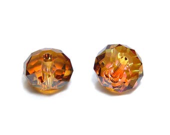 Swarovski 5040 Facettierte Briolette Perlen, geschliffene Kristallrondelleperlen 8 mm - Crystal Copper - 4 Stück