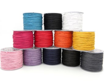 1 mm Thick Waxed Cotton Cord - 3 m (3.3 Yd) - Jewelry Cord (1 bundle) - Colour choice