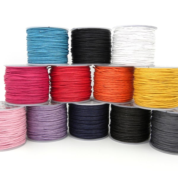 1 mm Thick Waxed Cotton Cord - 3 m (3.3 Yd) - Jewelry Cord (1 bundle) - Colour choice