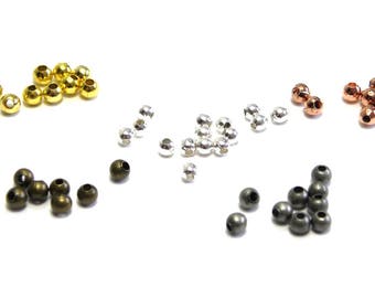 2.4 mm Round Metal Spacer Beads, Small Filler Beads - Light Gold, Silver, Antique Gold, Antique Silver or Rose gold - 100 Pc.