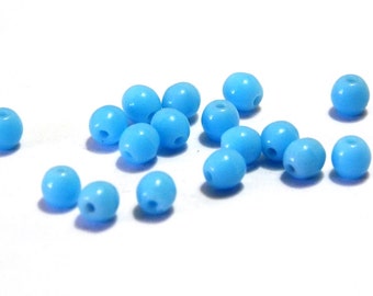 4 mm Small Round Czech Pressed Glass Beads - Chalk Blue