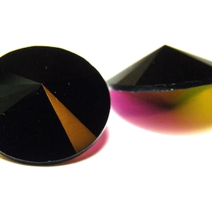 Grande pierre rivoli 16 mm, pierre de cristal taillée à facettes rondes - noir de jais AB - véritable cristal autrichien - 2 pièce