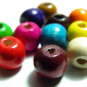 50 St.  Abacus Runde Holzperlen 8 mm - Farbmix