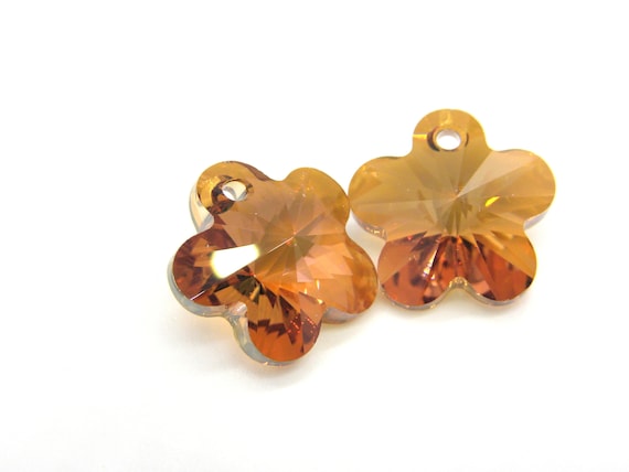 14 Mm Large Swarovski® 6744 Flower Pendant - Crystal Copper - 1 Pc