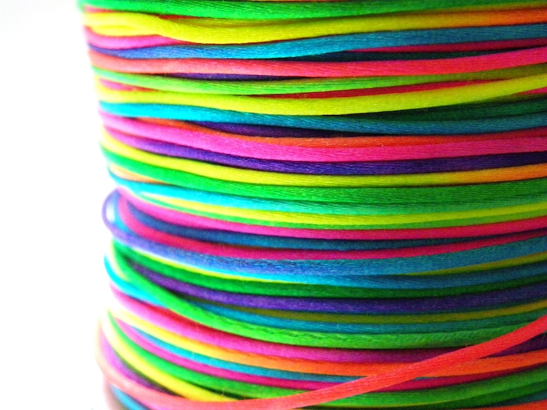 1 Mm Neon Rainbow Satin Nylon Cord Rainbow Jewelry Cord Etsy