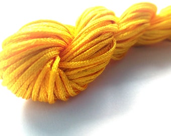 0.8 mm Nylon Macramé Cord, Braided Nylon Jewelry Cord, Shamballa Bracelet Cord - Egg Yolk Yellow - 28m (30 Yd)