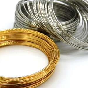 0.8 mm - 20 GA  Memory Wire, Bracelet Memory Wire - 6 cm (2.4 inch) Diameter - Silver or Gold - 10 or 50 loops