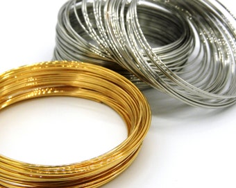 Alambre de memoria para pulsera de 0,8 mm x 6 cm (20 GA x 2,4 pulgadas) - Plata o dorado