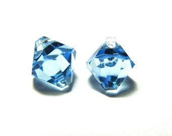 Swarovski® 6301 Bicone Pendant 6mm - Aquamarine - Genuine Austrian Crystal - 2 pc