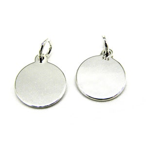 9 mm x 0,6 mm runder leichter Charm-Anhänger aus Sterling Silber 925 - Rohling + Ring (1 od. 10 Stk.)