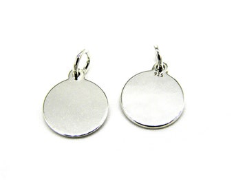 9 mm (D) x 0.6 mm Sterling Silver 925 Round Blank for Stamping with Sterling Silver Jump Ring (1 or 10 pc.)