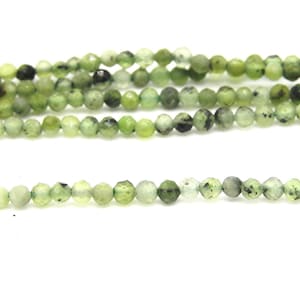 2 mm Mini Round Faceted Natural Prehnite Beads, Tiny Real Gemstone Seed Beads (Strand or 50 Beads)