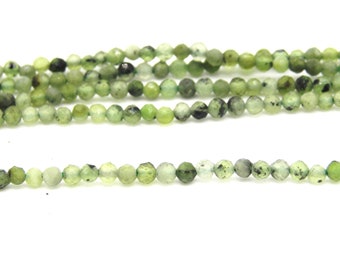 2 mm Mini Round Faceted Natural Prehnite Beads, Tiny Real Gemstone Seed Beads (Strand or 50 Beads)