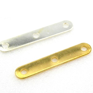 20 mm Short Spacer Bars, 3 Hole Separator Bars - Silver plated or Gold Plated - 10 Pc.