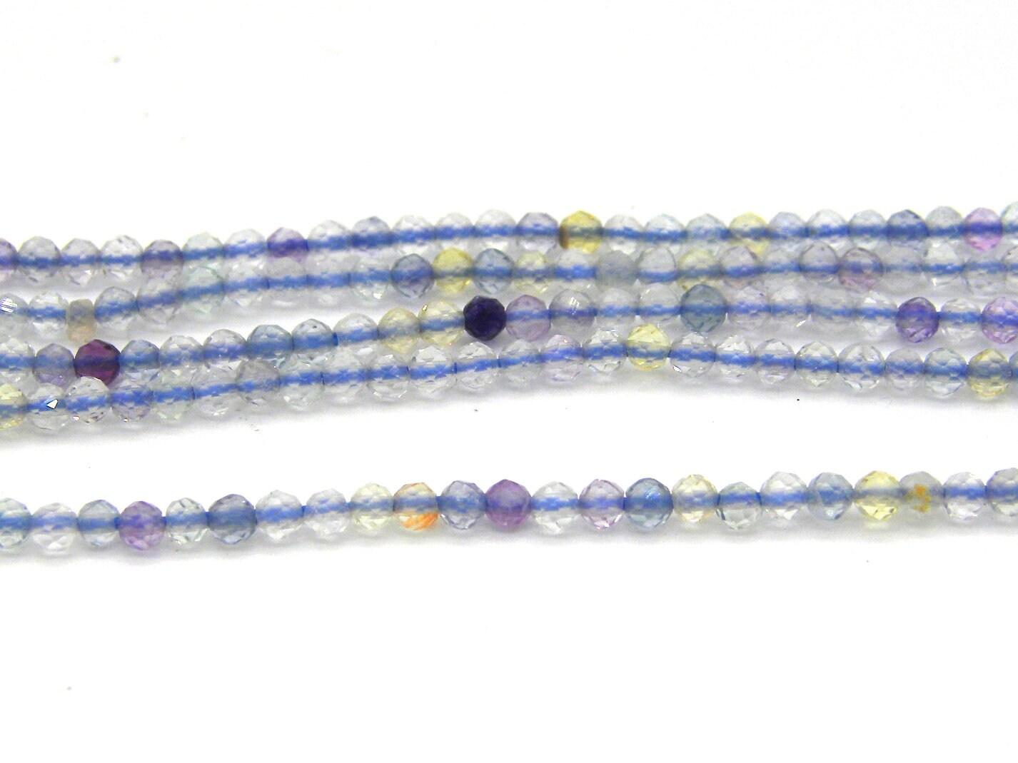 Perle Ronde Facettée En Fluorite Bleue Naturelle - 2 Mm - Pour Création Bijoux - Inde