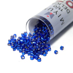 11/0 (1.6 x 1.3 mm) Miyuki Delica Japanese Seed Beads - 7.2 g Vial - Cobalt Silver lined Dyed - DB 047