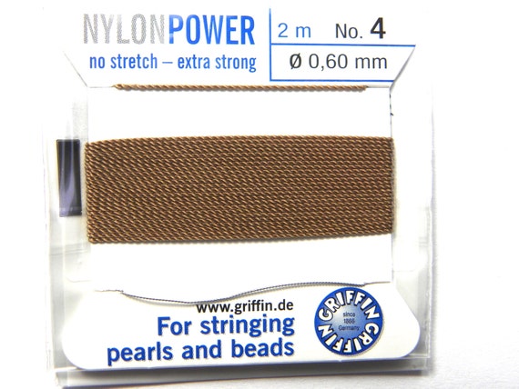 BEIGE NYLON POWER SILKY THREAD 0.60mm STRINGING PEARLS /& BEADS GRIFFIN 4