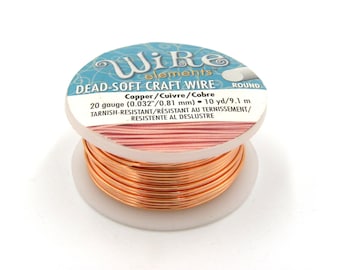 0.8 mm (20GA) The Bead Smith Wire Elements Dead-Soft Round Craft Wire - Non-Tarnish Copper