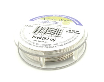 0.6 mm - 22 GA - Beadalon Artistic Wire Craft/Jewellery Wire - 9 m (10 Yds) - Non-Tarnish Silver Plated