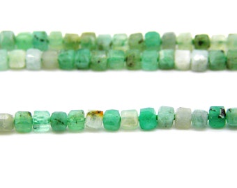 2.5 mm Tiny Faceted Natural Emerald Quartz Cube Beads, Gemstone Mini Cube Beads - 20 pc or strand (164 Beads)