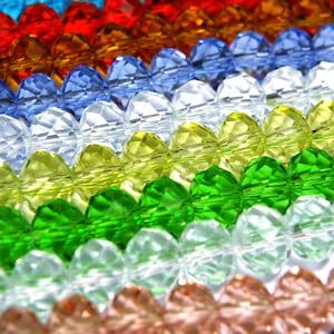 10 mm Large Faceted Flat Round Glass Beads (Rondelle Beads) - Choice of Colours - 34 beads
