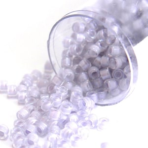 11/0 (1.6 x 1.3 mm) Miyuki Delica Japanese Seed Beads - 7.2 g Vial  - Lined Pale Lavender AB - DB 080
