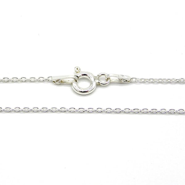 16 inch (40 cm) Short Fine Sterling Silver 925 Necklace Trace Chain with Spring Clasp - Hallmarked - Made in Italy