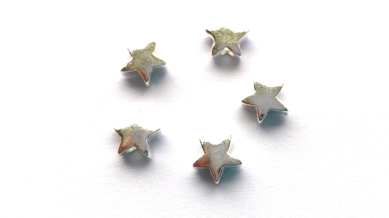 5 mm Small Solid 925 Sterling Silver Stars, Mini Star Beads 2, 5 or 25 Beads image 3