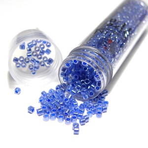 11/0 (1.6 x 1.3 mm) Miyuki Delica Japanese Seed Beads - 5.2 g Vial -  Medium Crystal Blue Ceylon Lined Dyed - DB 0243