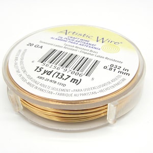 0.8 mm - 20 GA - Beadalon Artistic Wire Craft/Jewellery Wire - 13.72 m (15 Yds) - Non-Tarnish Brass