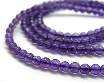 4 mm Grade A Round Amethyst Real Gemstone Beads (16 Inch Strand or 20 Beads)