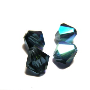 6 mm Czech Superior Crystals MC Faceted Bicone Beads - Montana Blue AB