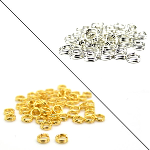 Small Thick 3 mm Sterling Silver 925 Split Rings -  25 GA - Silver or 24K Real Gold-plated - 10 or 50 pc.