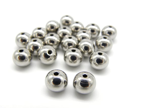 8 mm 中型ソリッドラウンドサージカルステンレススチールビーズ - 1.5