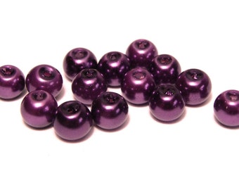 6 mm Round Faux Pearls Glass Beads (50 pc.) - Plum