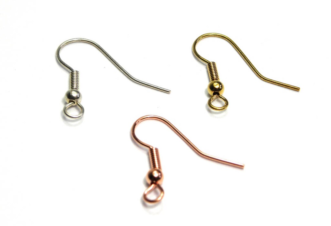 22 Mm Brass Fish Hook Earring Wires With Ball Silver, Gold or Rose Gold