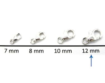 12 mm XL 925 Sterling Silver Trigger Lobster Clasps With Jump Ring