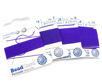 Griffin NylonPower Bead String - Cordon de nouage de perles avec aiguille - AMETHYSTE (2 m/6,6 ft)