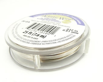 0.8 mm - 20 GA - Beadalon Artistic Wire Craft/Jewellery Wire - 7.62 m (25 ft) - Non-Tarnish Silver Plated