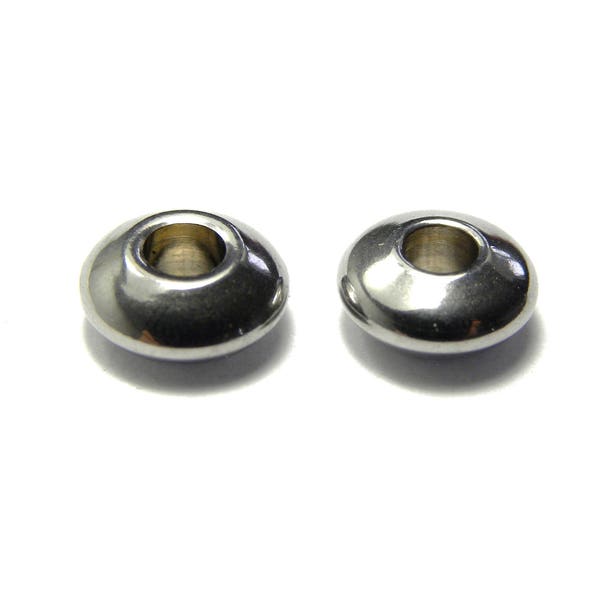 Perles d'espacement en acier inoxydable arrondies en forme de soucoupe 6 mm - Argent (20 pièces)