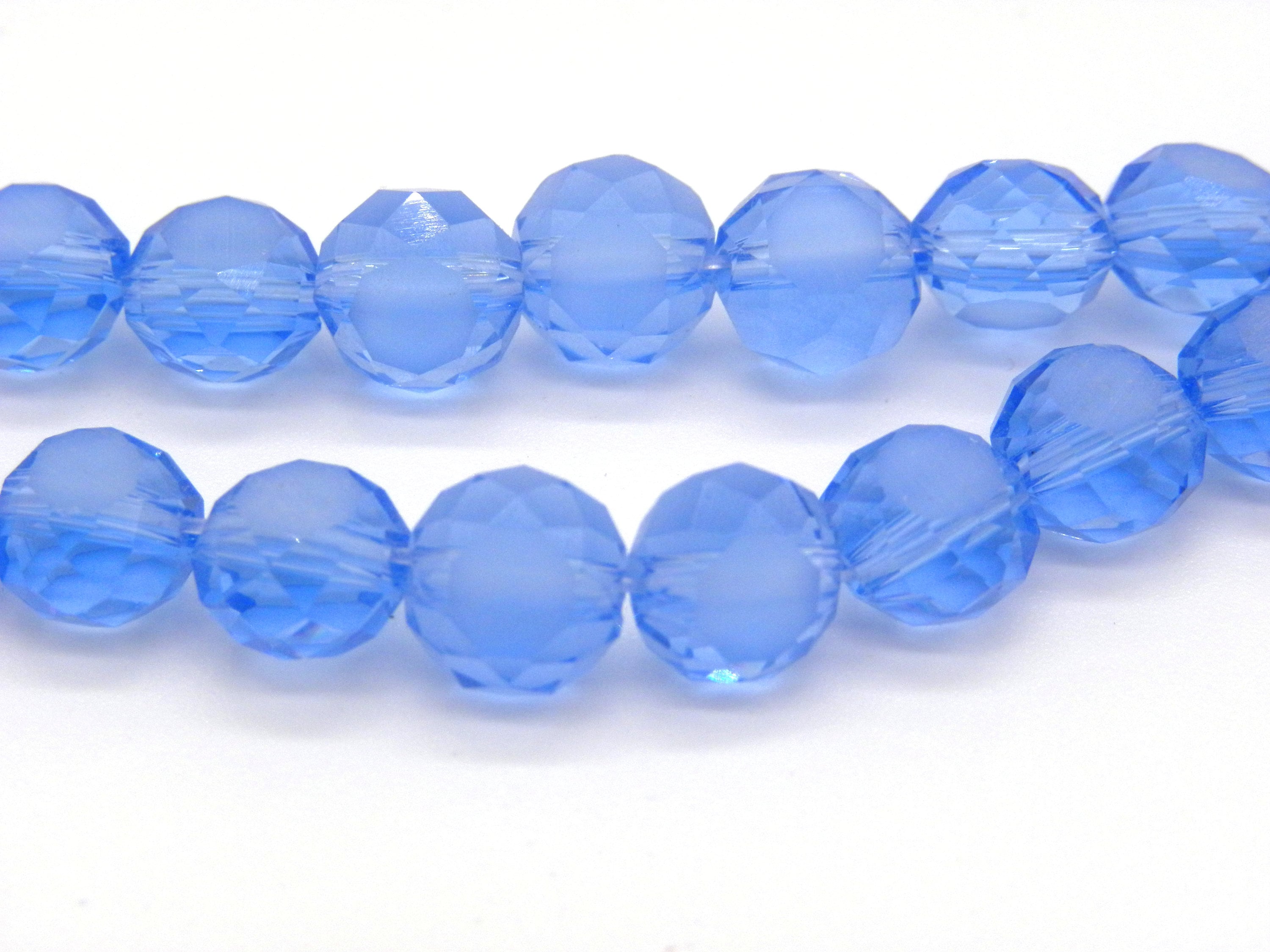 60 Turquoise Blue Faceted Round Glass Beads 6mm Translucent Faceted Blue Clear Round Shiny Faceted Blue Glass Crystal Beads Turquoise #S3302